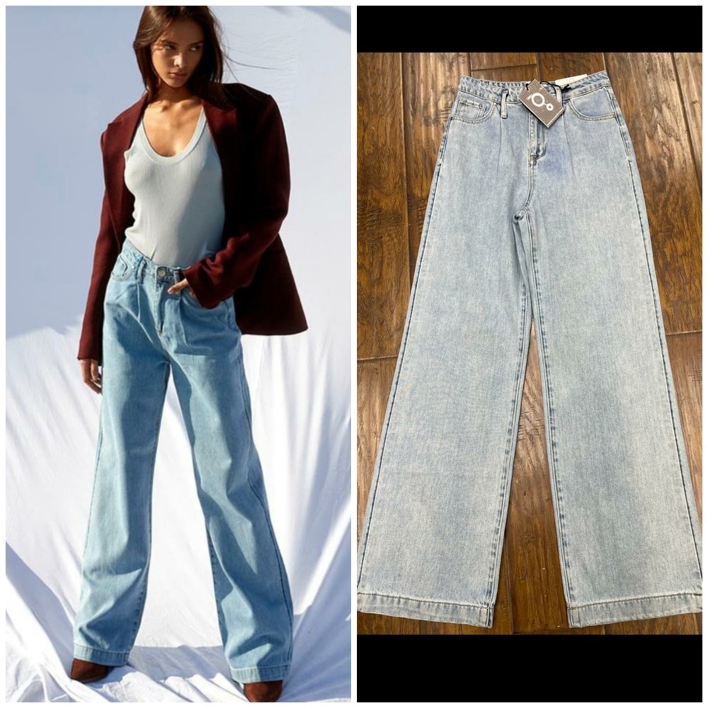 INSANE GENE High Rise Wide Leg Trouser Jeans